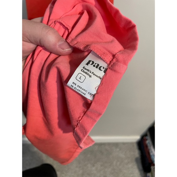 Pact Organic Cotton Strappy Fit and Flare Color Block Pink and Red Mini Dress - Picture 8 of 8